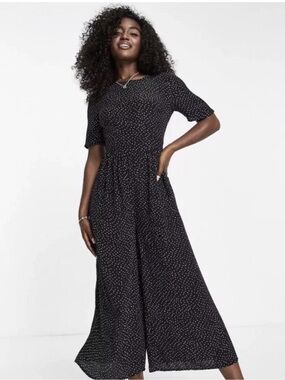 ASOS Black Polka Dot Short-Sleeve Jumpsuit